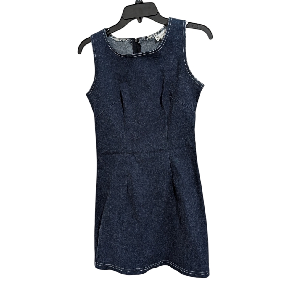 Vintage In Charge Sleeveless Denim Dress Princess Seams Zipper Women's S Blue